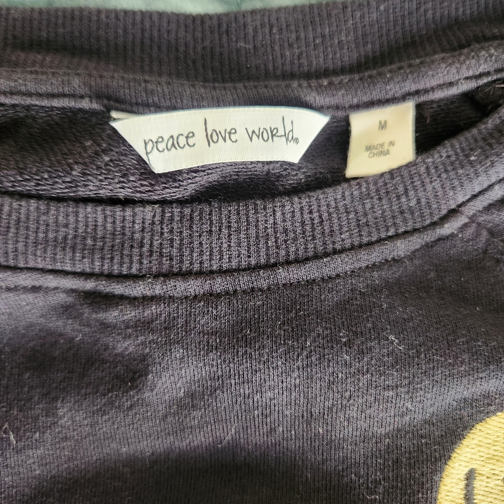 Peace Love World Black Sweatshirt with Yellow Accents - Picture 2 of 3